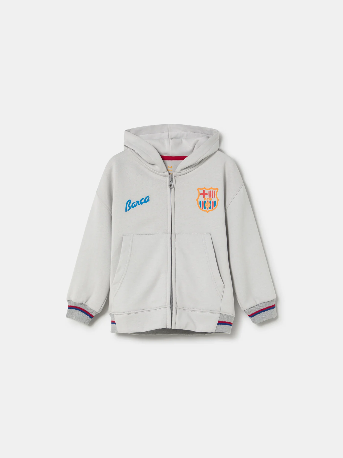 Hoodie Zip Grey Crest Barça - Kids - Image 5