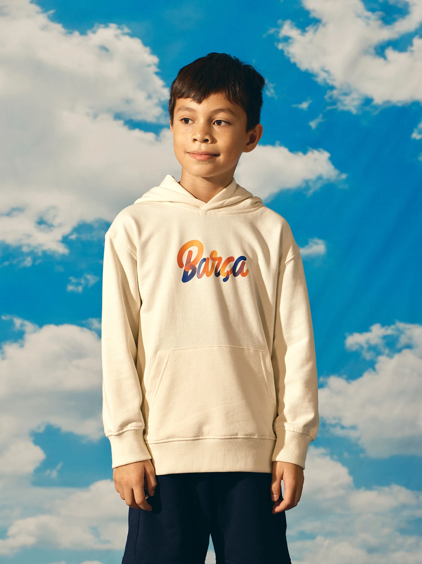 Hoodie Ecru Fan Club Barça - Junior