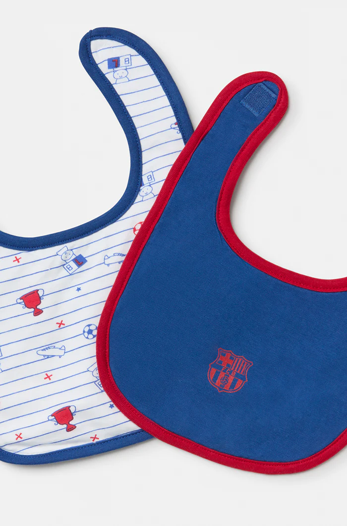 Set of two Barça white and blue cotton bibs – Baby - Image 5